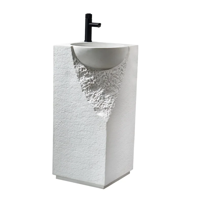 

Creative artificial stone column basin household simple modern integrated washbasin outdoor balcony column type washbasin