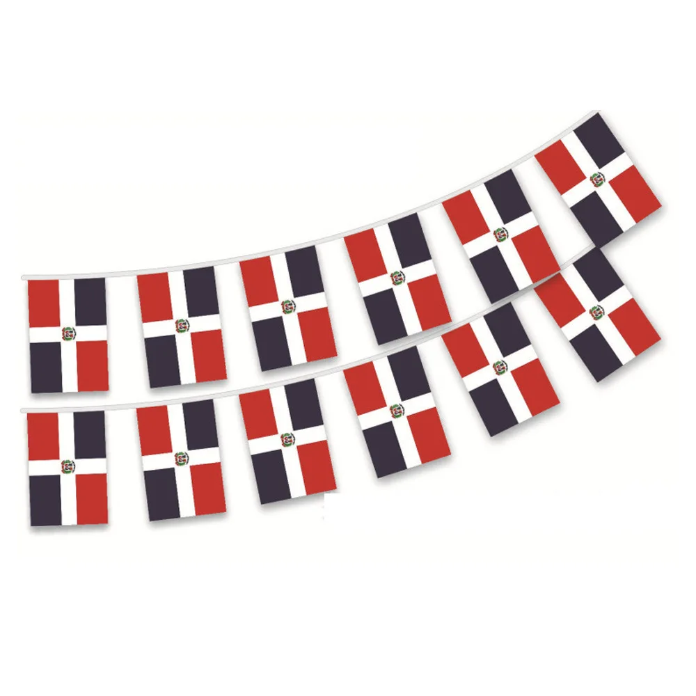 

SKY FLAG Dominican Republic national bunting flags 14x21cm 20pcs/lot Dominican String flags Pennant Banner for decoration