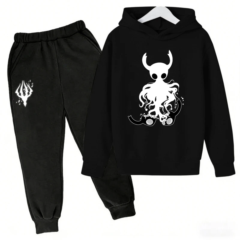 Hollow Knigh Clothes Kids Spring Autumn Hoodie Pants 2pcs Set Boys Girls Outfits Long Sleeve Pullover Tracksuit Children's Sets 4