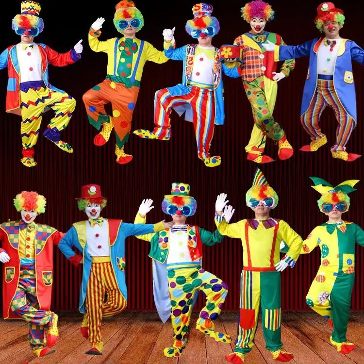 Costume da spettacolo Joker Vestito da donna Loween Dance Magic Ow Suit Versione da uomo Set da clown Abiti cosplay