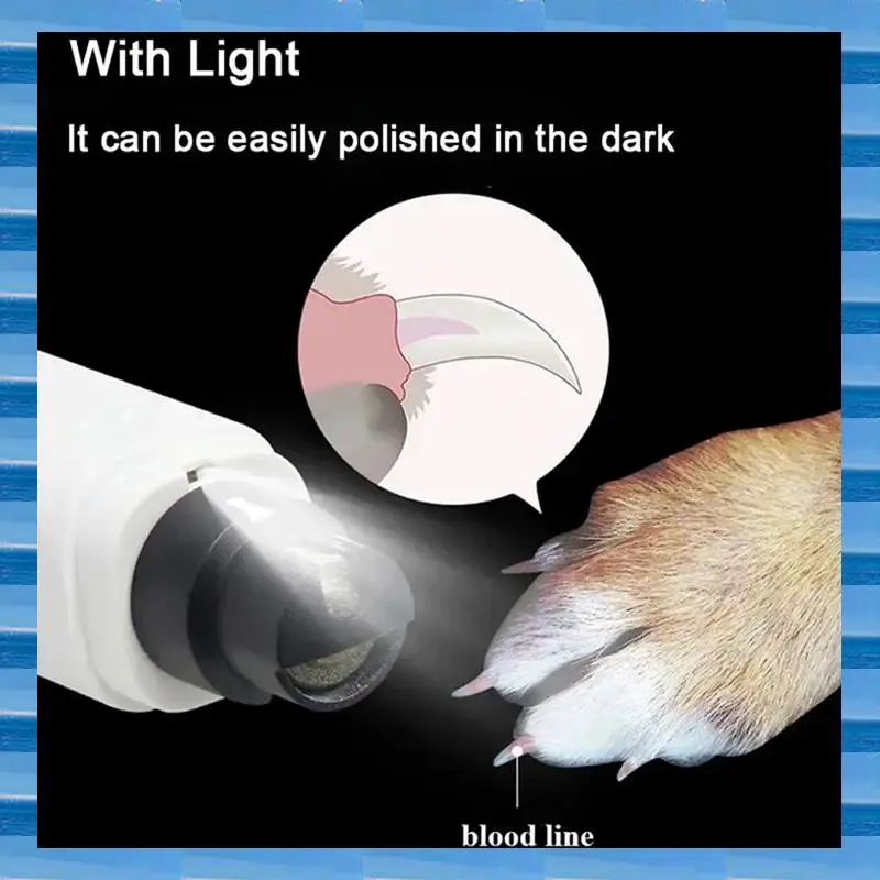 Electric Dog Nail Clippers For Dog Nail Grinders Rechargeable USB Charging LED Light Pet Quiet Cat Paws Nail