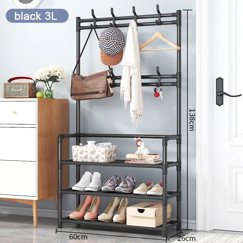 

Multi-layer Shoe Rack with Clothes Hanger function Shoe Rack Storage Clothing Drying Rack Shoe Organizer Home Dorm Furniture