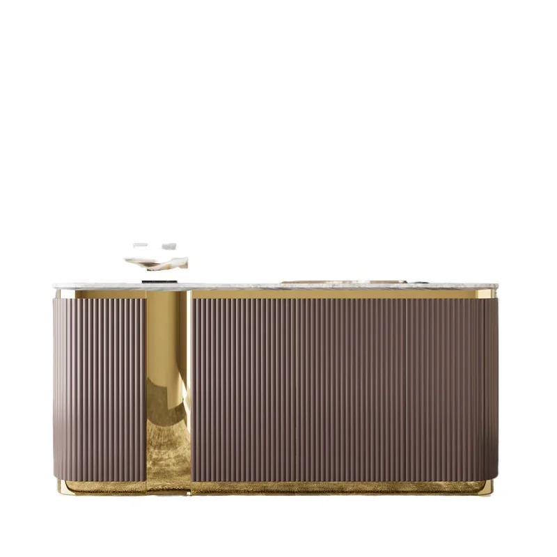 Light luxury dining side cabinet Hong Kong-style chest cabinet simple post-modern wine cabinet metal locker