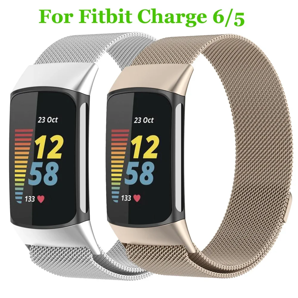 Milanese loop For fitbit charge 6 5 band replacement charge6 wristband stainless steel magnetic bracelet fitbit charge 5 Strap