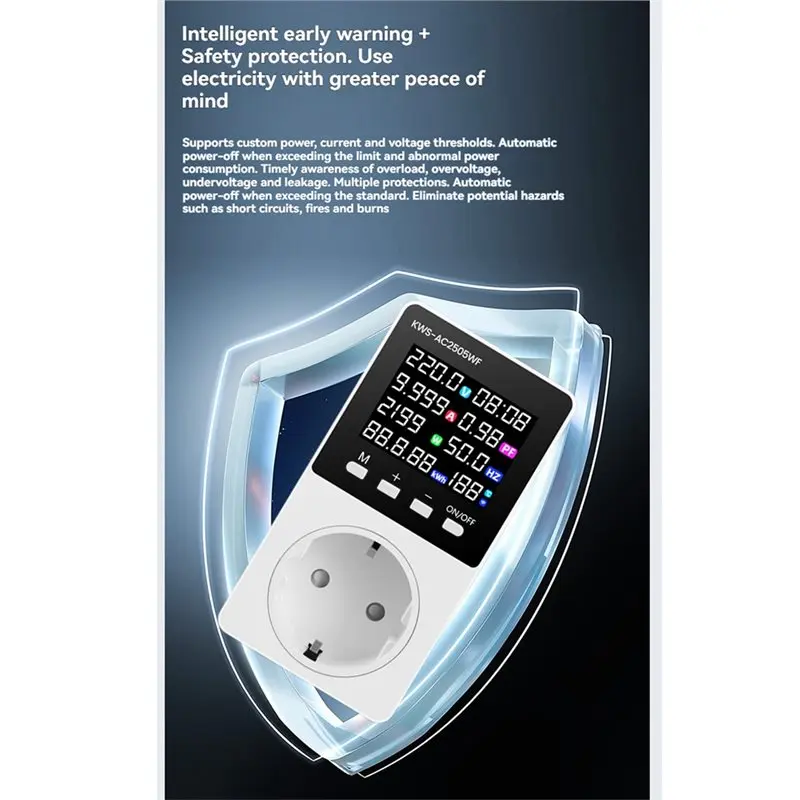 SOFT-Tuya WIFI Smart Power Meter Socket Electric Consumption Analyzer Current Voltage Wattage Kwh Test Energy Meter
