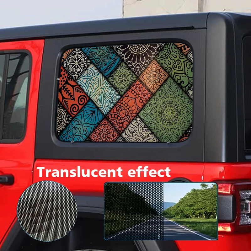 

Набор из 2 виниловых наклеек с рисунком - перфорированный дизайн для защиты конфиденциальности, прозрачная пленка для окон грузовиков/автомобилей/внедорожников