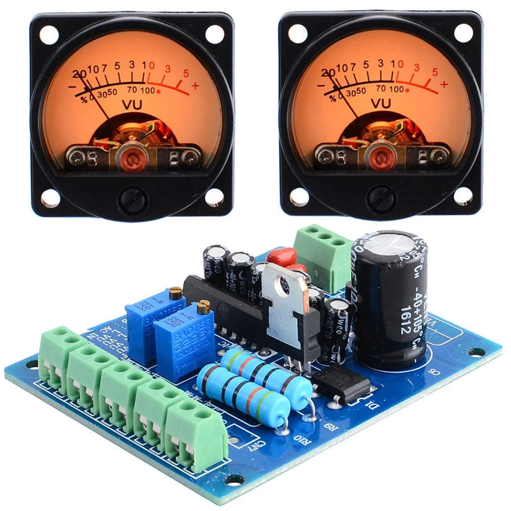 

2pcs Analog VU Meter Panel Kit Backlit Decibel/Level Tester With VU Driver Board Electrical Appliances And Testing Equipment