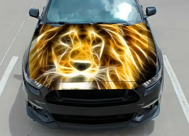 

Car Hood Decal, Vinyl, Sticker, Graphic, Wrap Decal, Truck Decal,Graphic, Bonnet Decal, Custom Photo and Size, Lion, Abstract