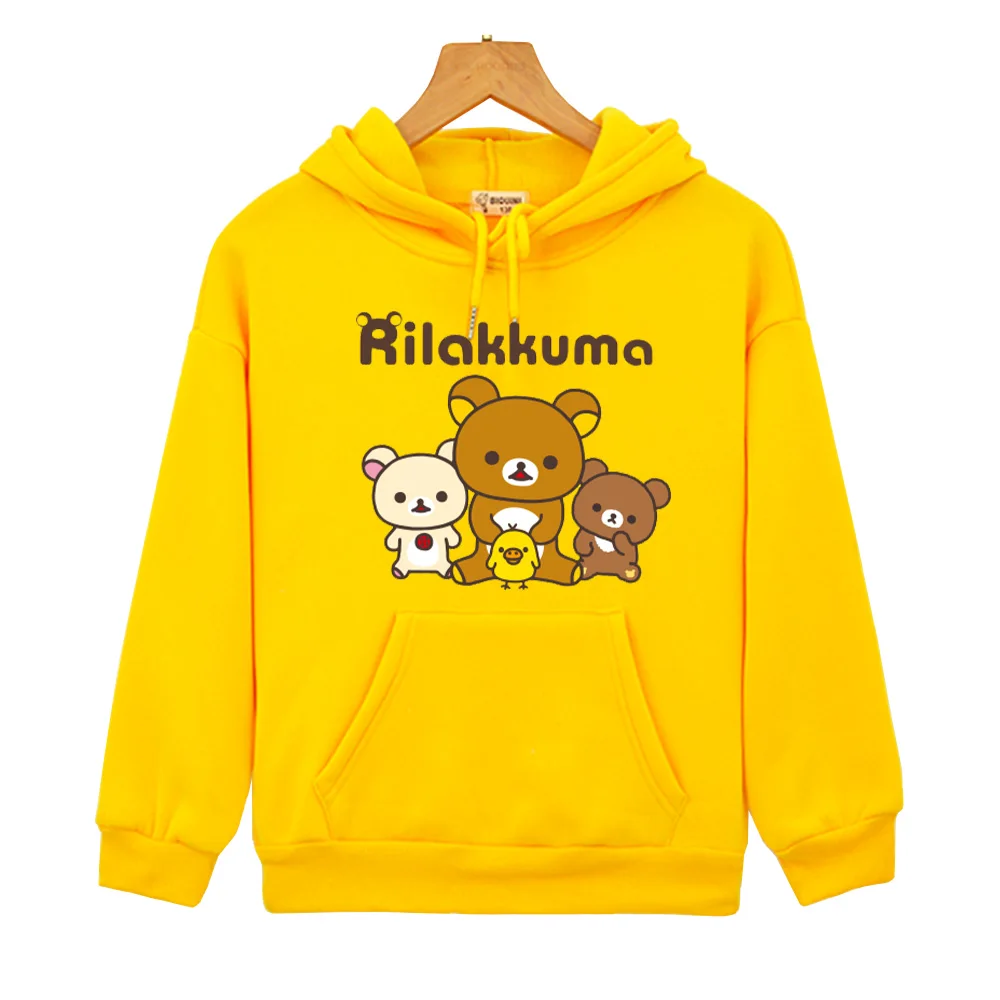 Fashion Children's Hoodie Rilakkuma Series Kawaii Print Sweatshirts  Autumn Winter New Casual Pullovers Y2K Little Kids Clothing