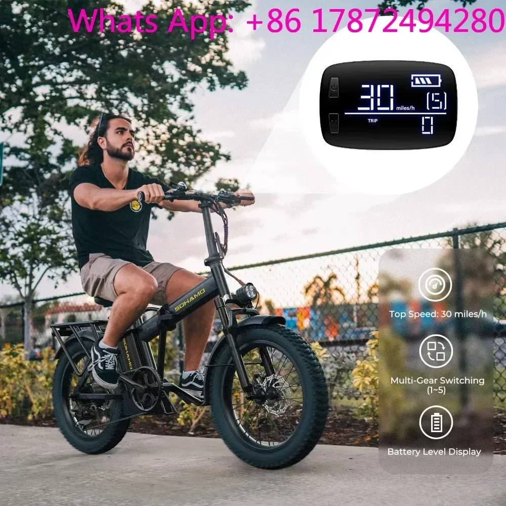 For Adults Range Folding Mountain 28MPH Ebike With 7-Speed&Full Suspension H3Electric Bike 750W48V20AH