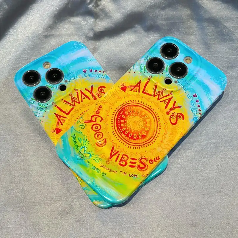 

Чехол для телефона для iPhone 16, 15, 14, 13, 12, 11, 8 7 X XS XR Mini Pro Max Plus INS Good Luck Totem Print Жесткий защитный чехол с защитой от падения