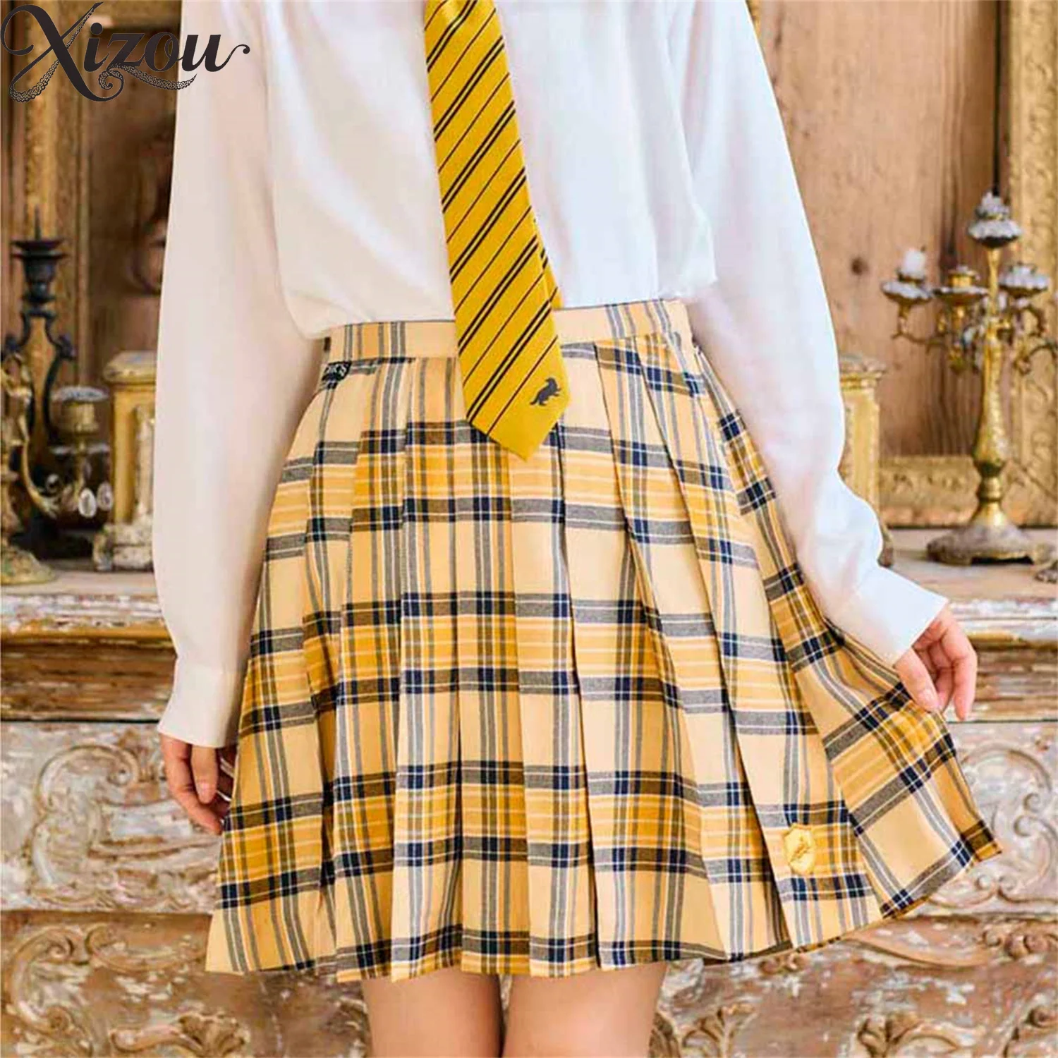 

2025 Women Girl Summer High-Waist Pleated Skirts Japanese JK Harajuku Preppy Korean Plaid A-Line Mini School Uniform Skirt Red