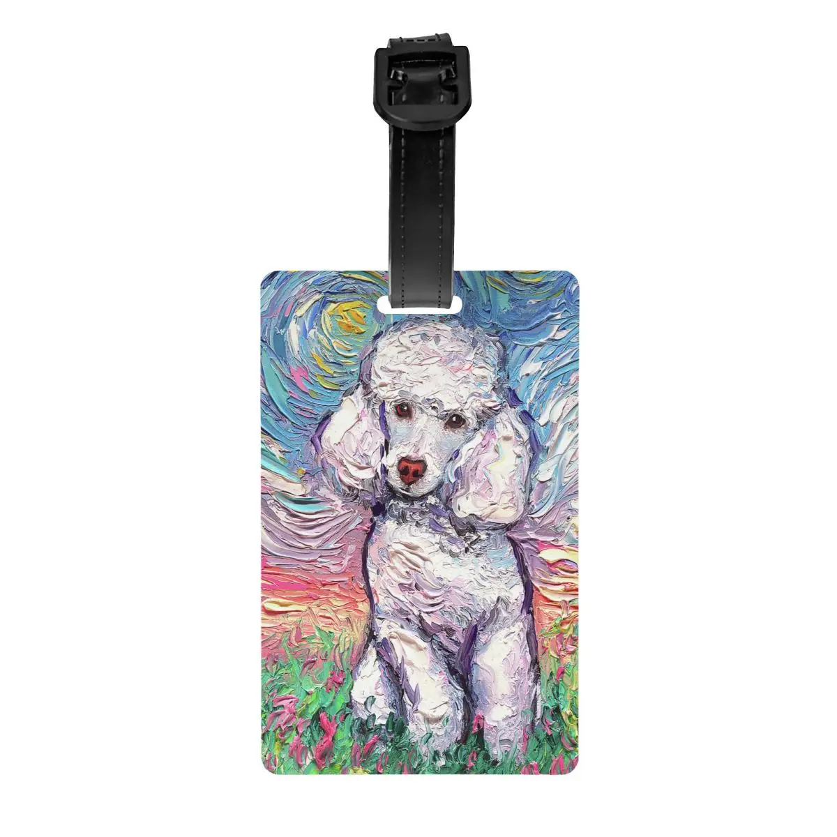 Starry Night Tag Bagagem com cartão de nome, Pet Dog Lover, Privacidade Cover, ID Label for Travel Bag Mala, Custom, Poodle