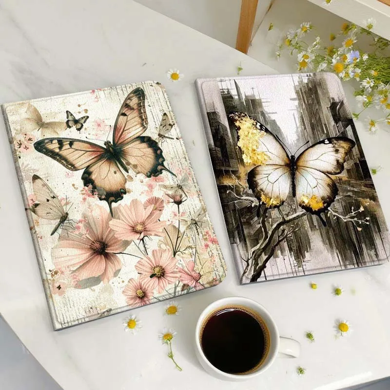 

Vintage Butterfly Pink Flower Gift Tablet Case For Huawei Honor MatePad MediaPad Air 5 6 7 11 V6 V7 V8 V9 X9 X8 T10 T10s C5e T5