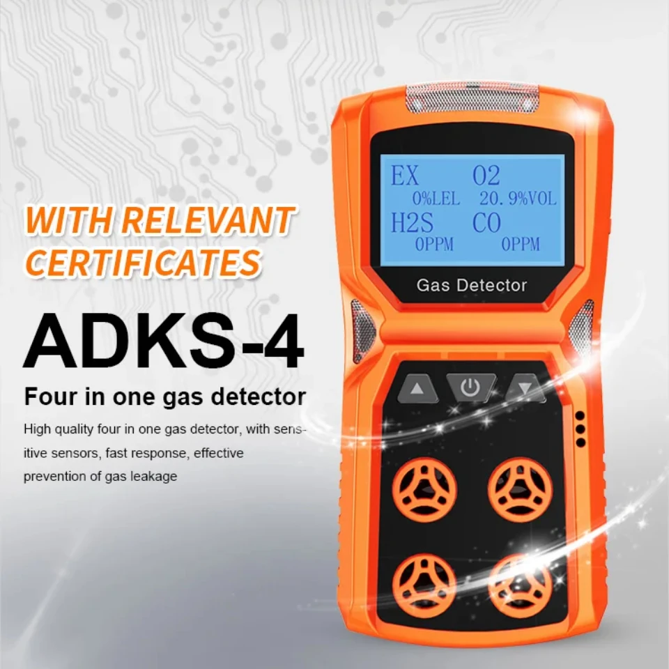 Multi Gas Detector Gas Meter O2 H2S CO LEL 4 in 1 Oxygen Hydrogen Sulfide Carbon Monoxide Combustible Gas Leak Detector 4in1