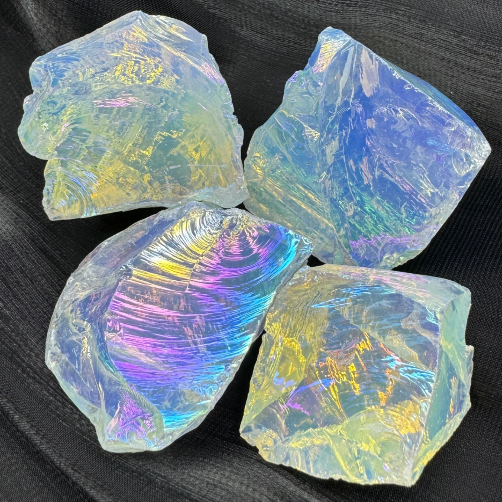 Aura Opalite Crystal Electroplated Glitter Raw Stone Mineral Specimen Gemstone Home Room Decoration Reiki Healing Gift