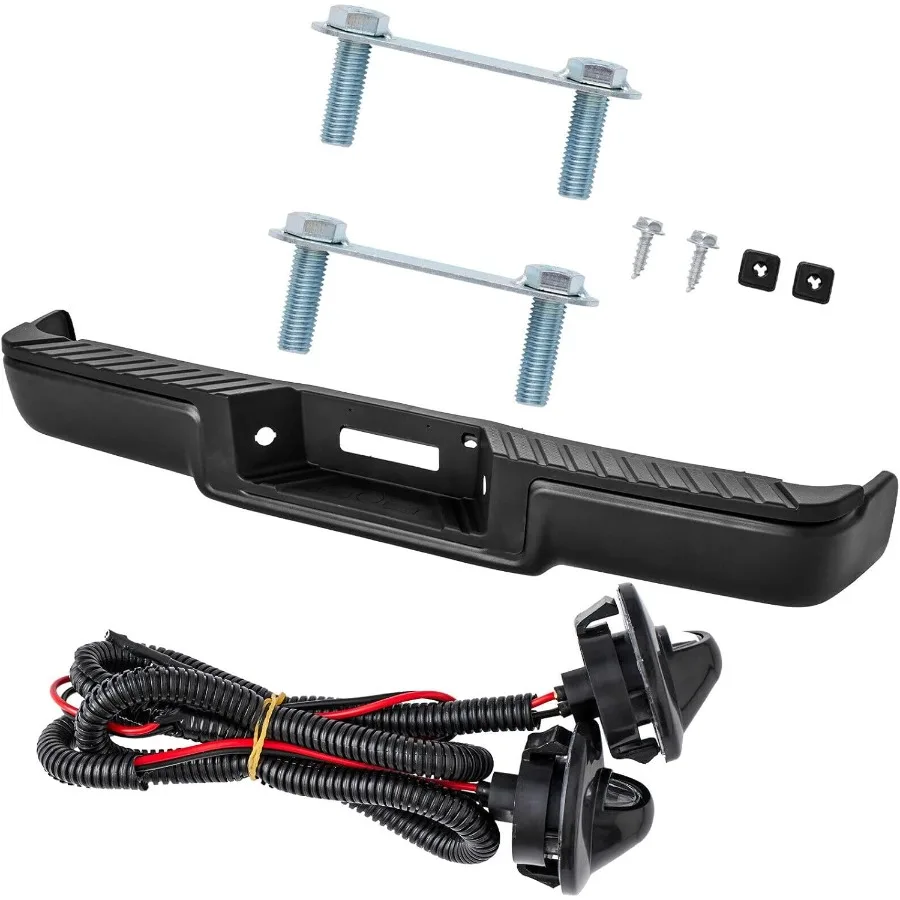 مجموعة المصد الخلفي من الفولاذ لـ 2006 2007 2008 Ford F150 بدون فتحات مستشعر الحديقة استبدال المصد الخلفي الأسود لـ FO1103 #3