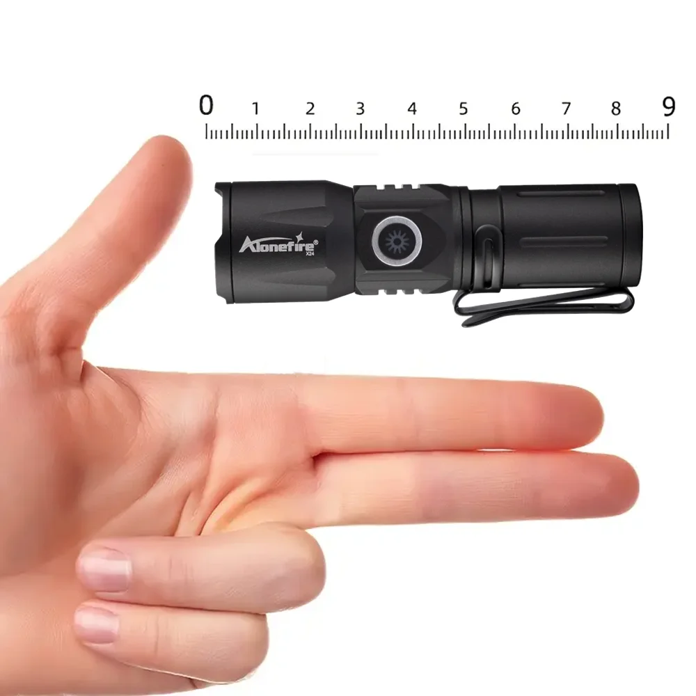 Zoom White Beam Light Langstrecken-Mini-Taschenlampe Typ C USB wiederaufladbare tragbare Taschenlampe für Zuhause und draußen, 16340-Akku – Detail 6