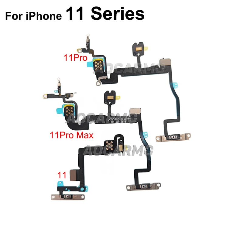 Aocarmo For iPhone 11Pro 11 Pro Max Power On Off  Flash Light Noise Reduction Mic Top Microphone Flex Cable Repair Part