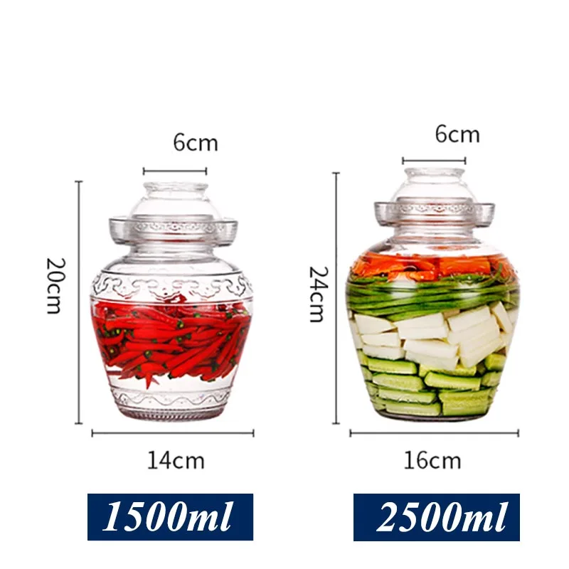 Sichuan Kimchi Jar Transparent Thicken Glass Pickle Jars Household Pickled Pickling Cabbage Container Storage Sealed Kimchi Pot