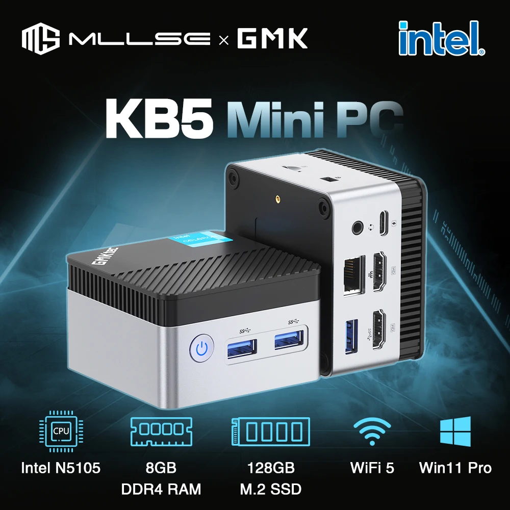 GMKtec KB5 Mini PC Intel Celeron N5105 Windows 11 Pro 4K 8GB RAM 128GB ROM WiFi5 BT4.2 Komputer stacjonarny Mini PC Praca