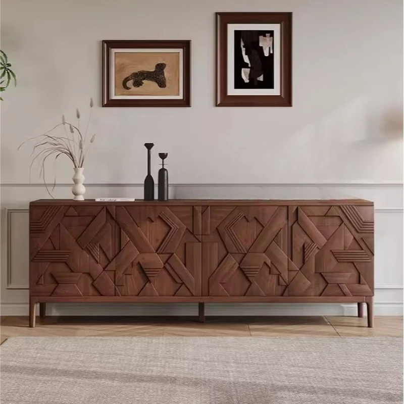 New modern high-quality home furniture large-capacity living room cabinet walnut solid wood storage sideboard