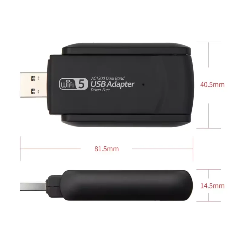 WiFi USB アダプタデュアルバンド 2.4 グラム/5 ghz ドライバ無料 1300 メートル Wi-Fi ドングル 802.11AC 強力なアンテナワイヤレス Win 7/10/11 PC/ラップトップ