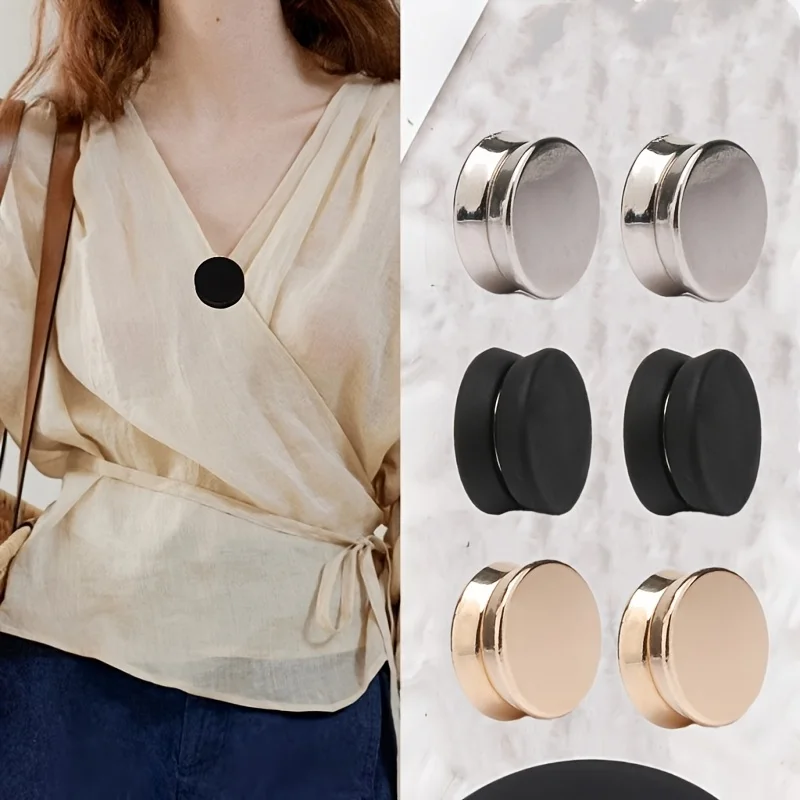 6Pcs Multi-Color Magnetic Buttons, Removable Flat Lock Fasteners, Decorative Clothing Buttons for Shirts Pants Scarves Cuffs