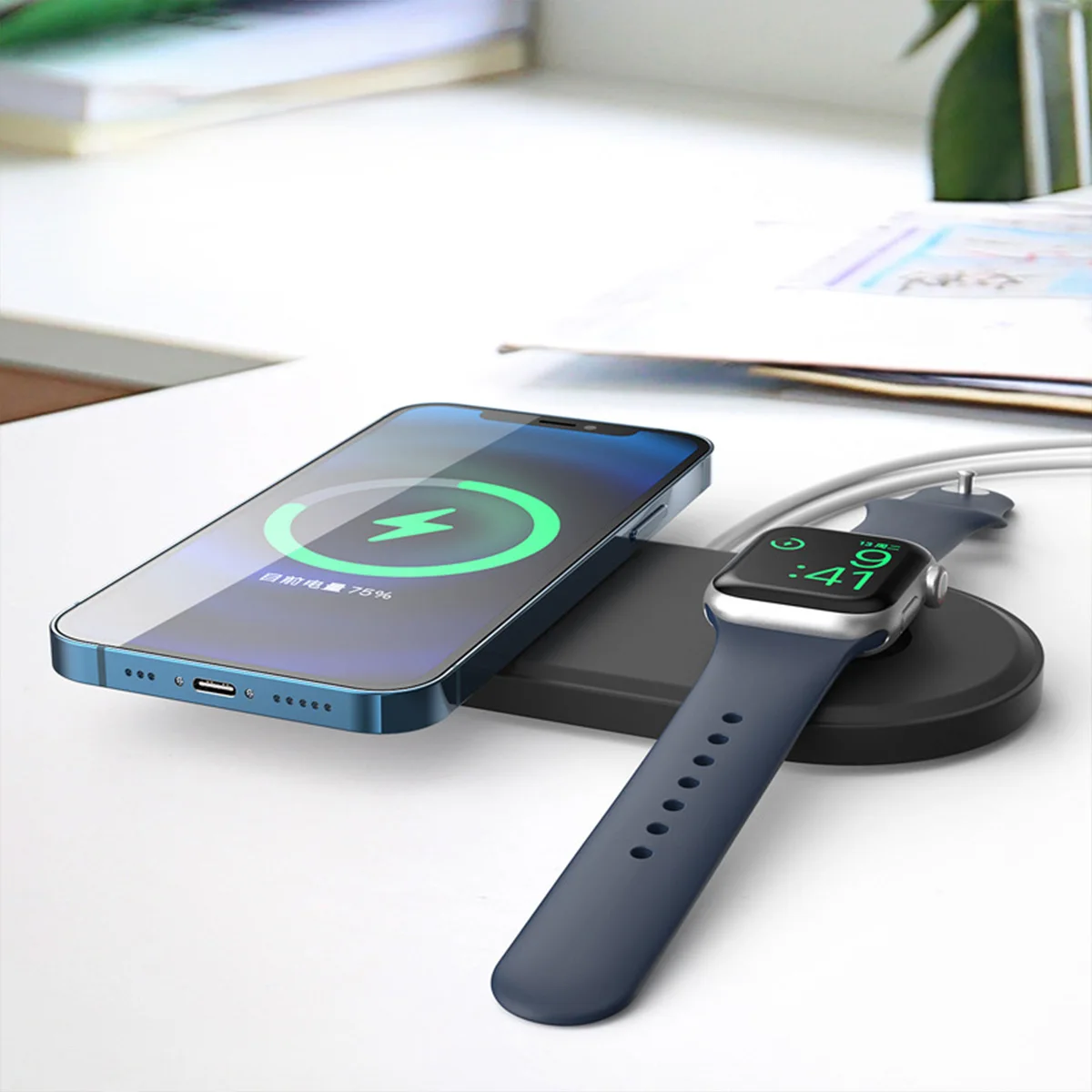 

Силиконовый держатель зарядного устройства 2 в 1, магнитная зарядная станция для Iphone 16 Pro, настольный кронштейн для Apple Watch Ultra 10 9 8 7 6 5 4