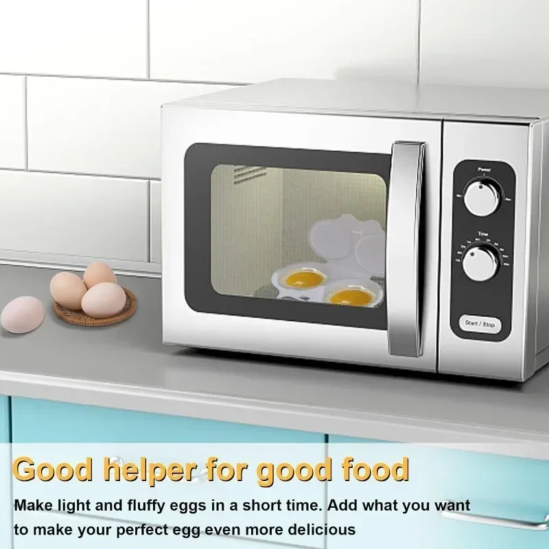 Microwave Egg Maker with 2 Cavity Kitchen Cooking Mold Eggs Poacher Kitchen Gadgets Fried Egg Tool