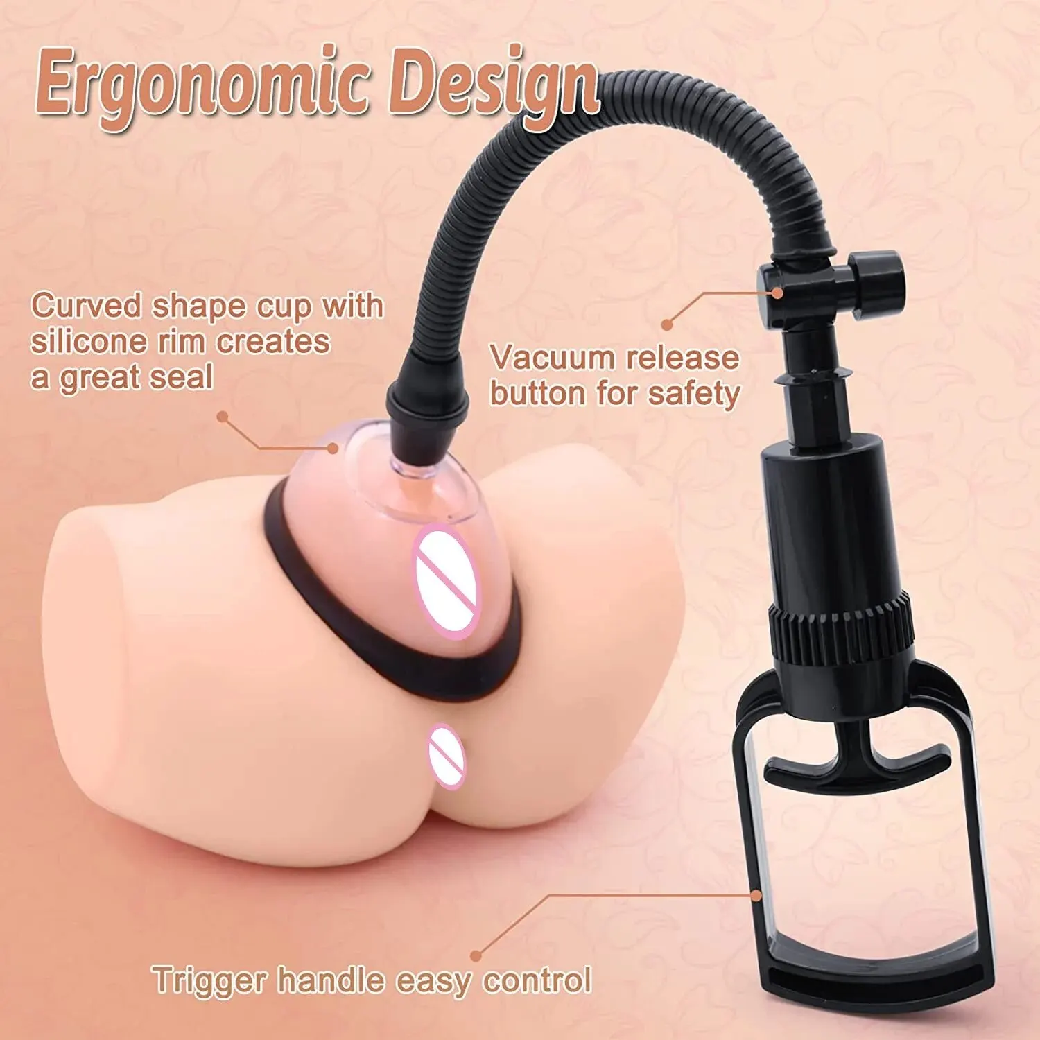 Female Manual Vacuum Pump, Clitoral and Vaginal Inhaler, Breast Massage, Nipple Stimulator, Enlarged Manual Pump Cover, Adult Se