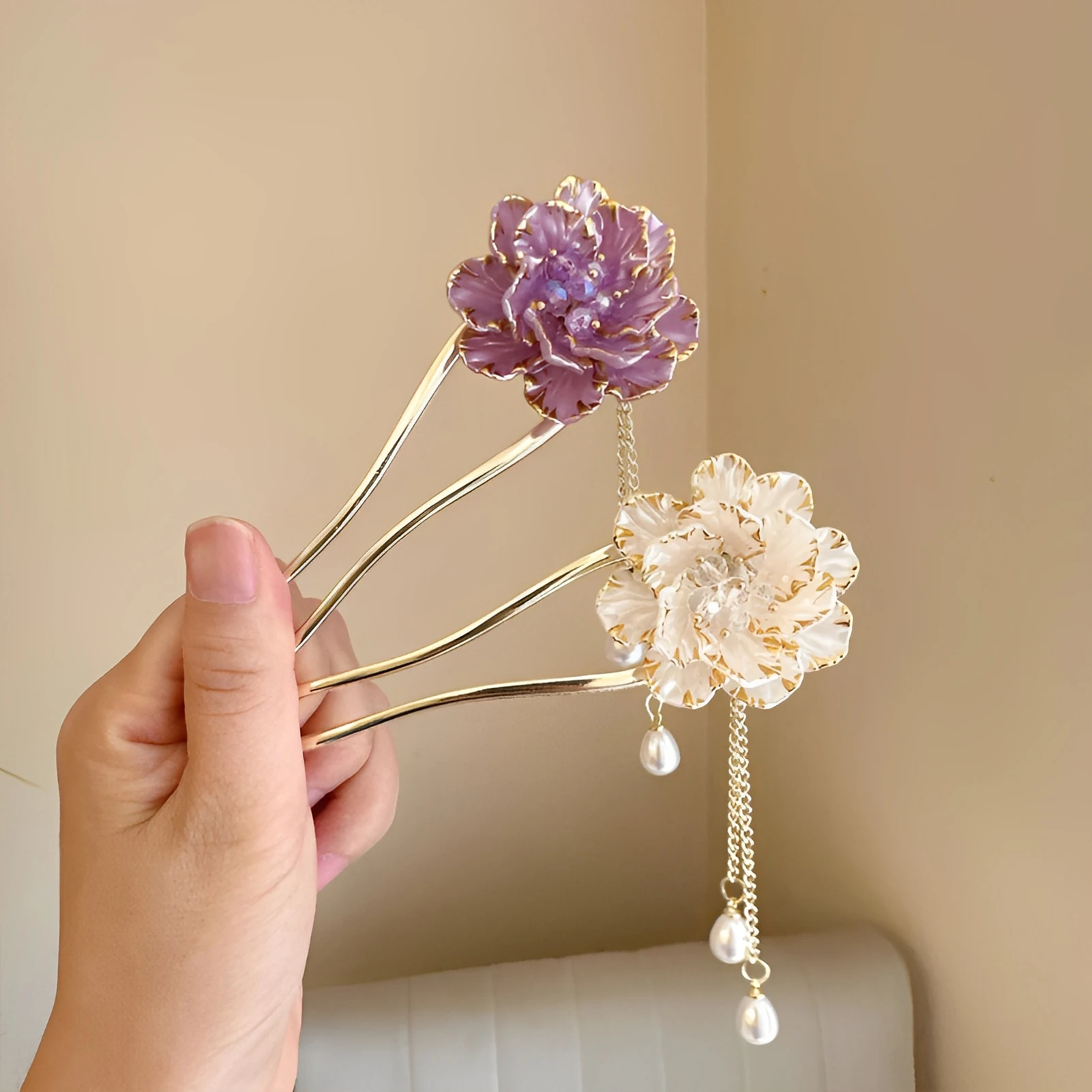 Elegant Hair Stick Peony Flower Tassel for Cheongsam Hanfu Traditional Chinese Retro Hairpin Accessory Gift Jewelry view 5