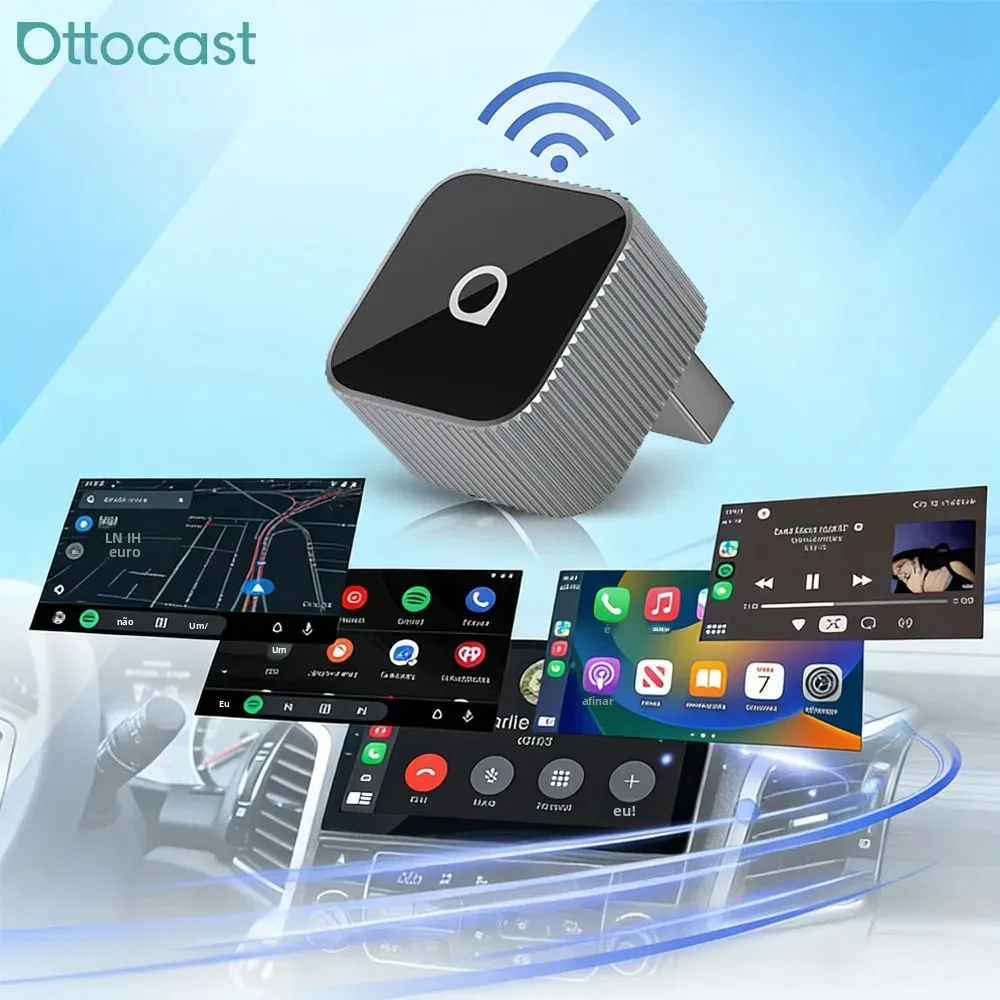 ottocastミニスリムワイヤレスcarplay-android-autoアダプターusbドングルプラグアンドプレイwifi自動接続-メルセデスベンツ、アウディ、トヨタなどに対応