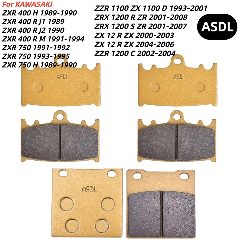 Front Rear Brake Pad For KAWASAKI ZXR400 ZXR750 ZZR1100 ZX1100 ZRX1200 ZZR1200 ZX12R ZXR 400 750 ZZR ZRX 1200 1100 ZX 12R H R C