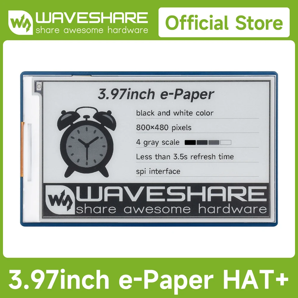 

Waveshare 3.97inch E-Paper Display, E-Ink Display, 800×480 Black/White,4 Grey Scales, for Raspberry Pi/Jetson Nano/Arduino/STM32