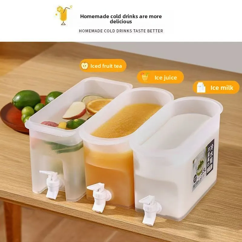 Бытовой холодильник большой емкости 3,8 л, диспенсер для напитков с краном, чайником для воды, глечиком для сока и ведром для холодной воды