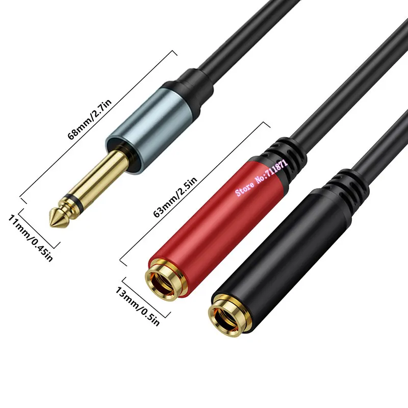 더블 암컷-수컷 TS 6.35 어댑터 케이블 코드 수컷 2개 암컷 모노 6.35 연장선 와이어 TS 6.35 M F 어댑터 라인 케이블