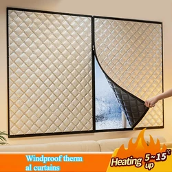 Cozy Winter Bedroom Curtains - Zipper Windproof Warm Design, Insulation Film, Cold Proof Sealed Window with Light Blocking