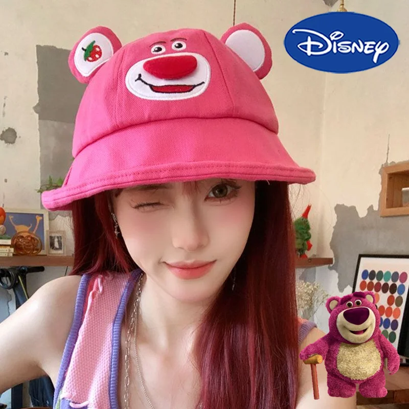 

Kawaii Disney Lotso Bucket Cap Cartoon Cute Girls Fisherman's Hat Y2K Summer Fashion Outdoor Sunscreen Fisherman Caps Woman Gift