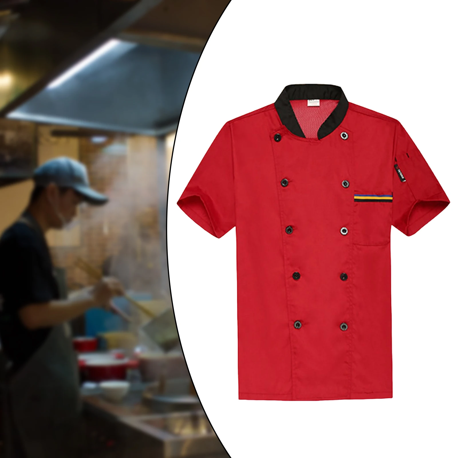 Unisex Chef Jas Korte Mouwen Top Shirt Ober Serveerster Kleding Chef-Kok Jas Voor Foodservice Catering Restaurant Culinair