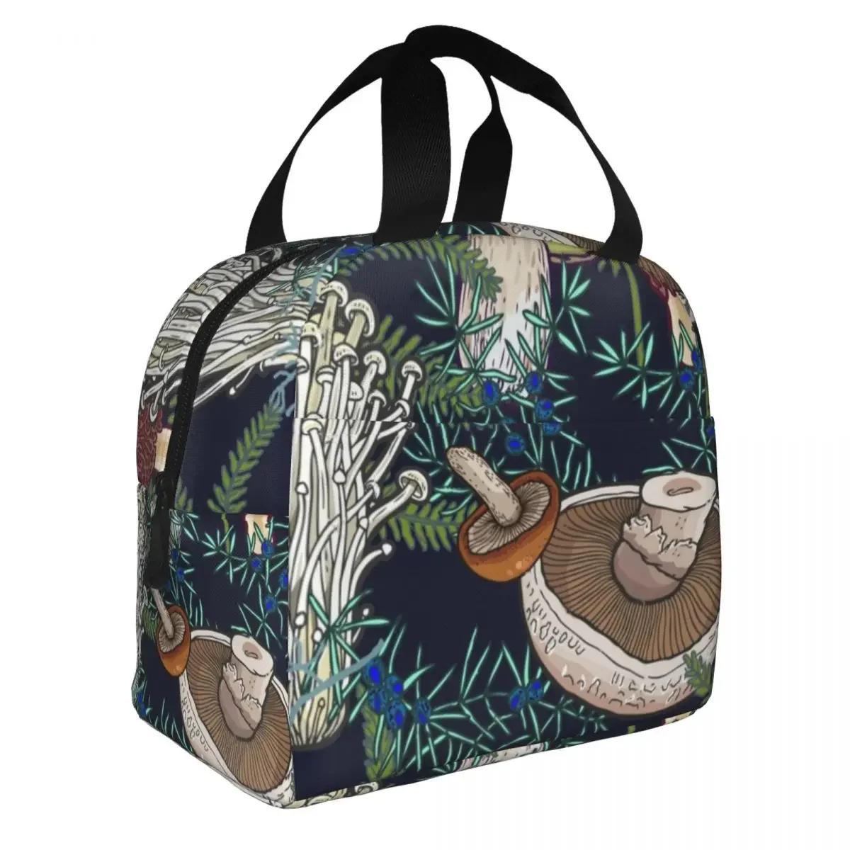 Dark Mushroom Forest Lunch Bags Portable Insulated Canvas Cooler Psychedelic Thermal Picnic Lunch Box for Women Girl