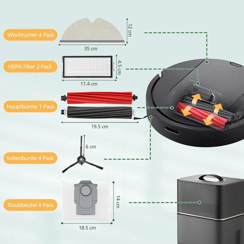 Główne szczotki, filtry HEPA, chusteczki, worki do odkurzacza akcesoria zamienne do odkurzacza Roborock Q5 Pro + /Q5 Pro/ Q8 Max + /Q8 Max