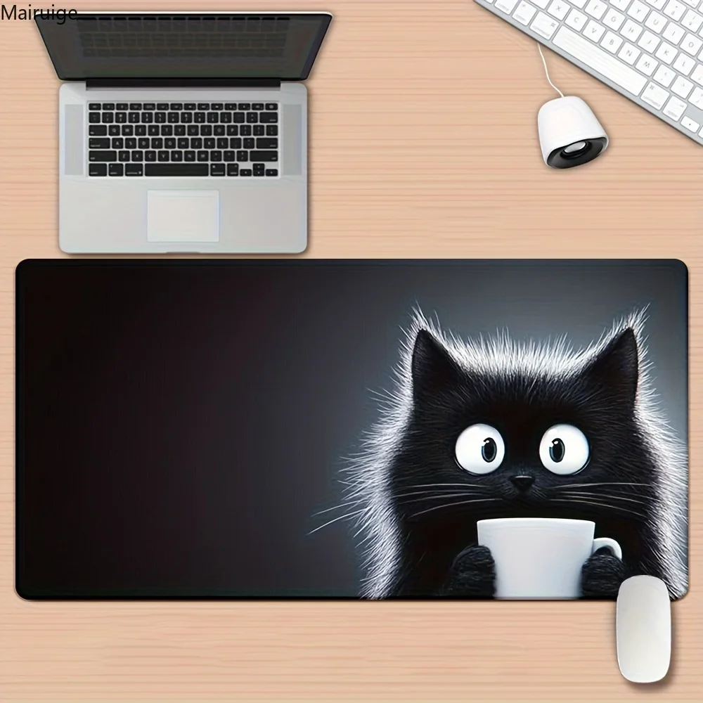 

Kawaii Black Kitten Mouse Pad Large Cute Game Keyboard Mat XxL Computers Accessories Table Pad Girl Home Bedrooms Carpet Mats