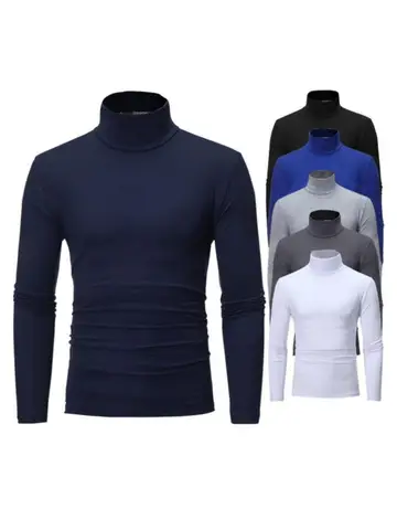Thermal Underwear Tops Men Spring Clothes Thermal Shirt Autumn Men's Winter Tights High Neck Thin Slim Fit Long Sleeve T-shirt