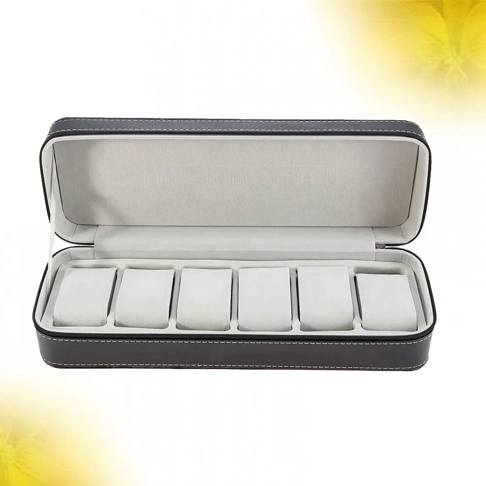 

6 Slots Watch Case Storage Case PU Storage Organizer Portable Watch Container Display Jewelry Case for Home Jewelry