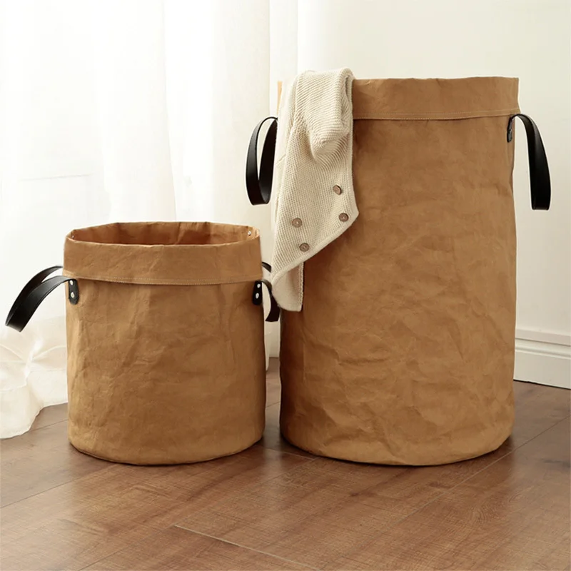 Home Washing Kraft Paper Clothes Storage And Finishing Bucket Basket Reuse Environmental Degradation Tear Resistant Dirty Clothe