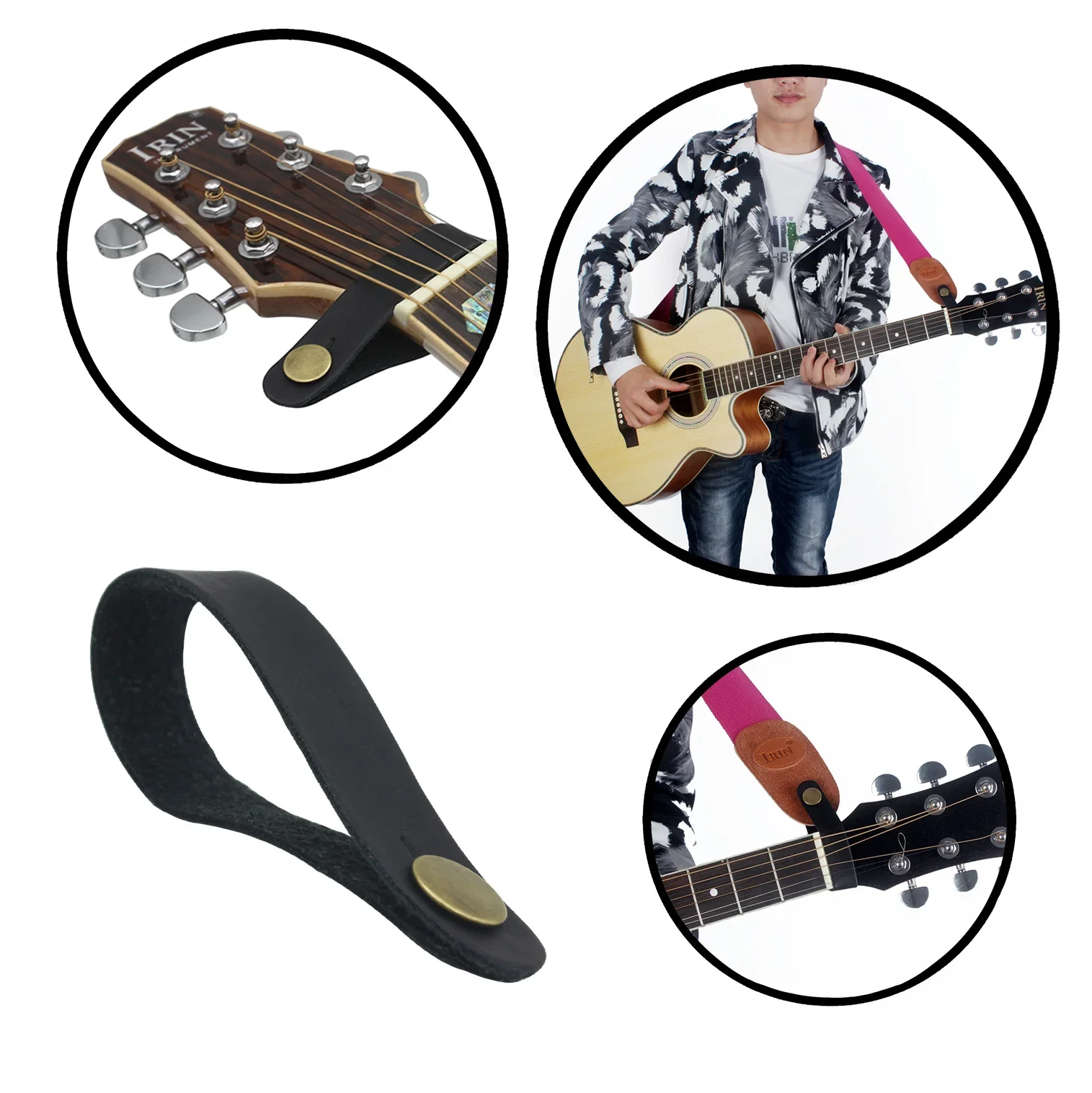 Guitar Neck Strap Portable Durable Leather Guitar Strap Holder Button Safe Lock with Strong Metal Fastener Guitar Accessories