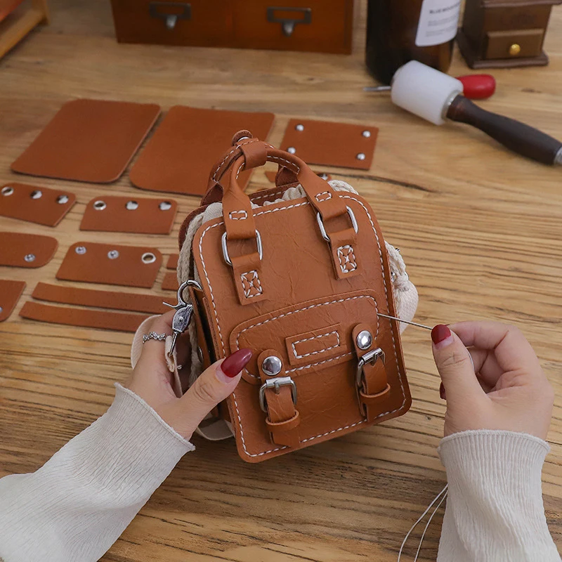 Messenger Bag DIY Handmade Material Bag Set Hand Stitching Sew Handle Shoulder Strap Woven Bag Material For Women