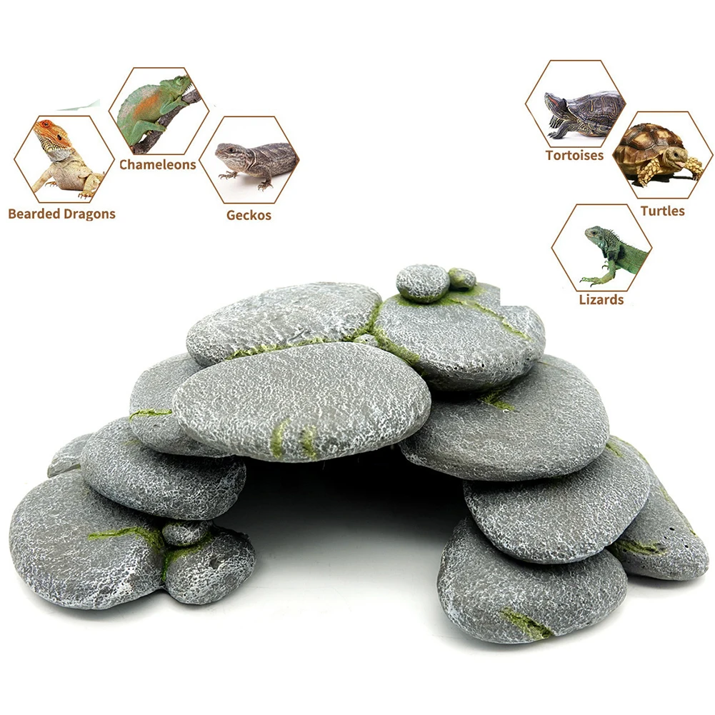 

Reptile Turtle Hiding Cave Habitat Shelter Basking Platform Resin Handicraft For Aquarium Fish Tank Decoration