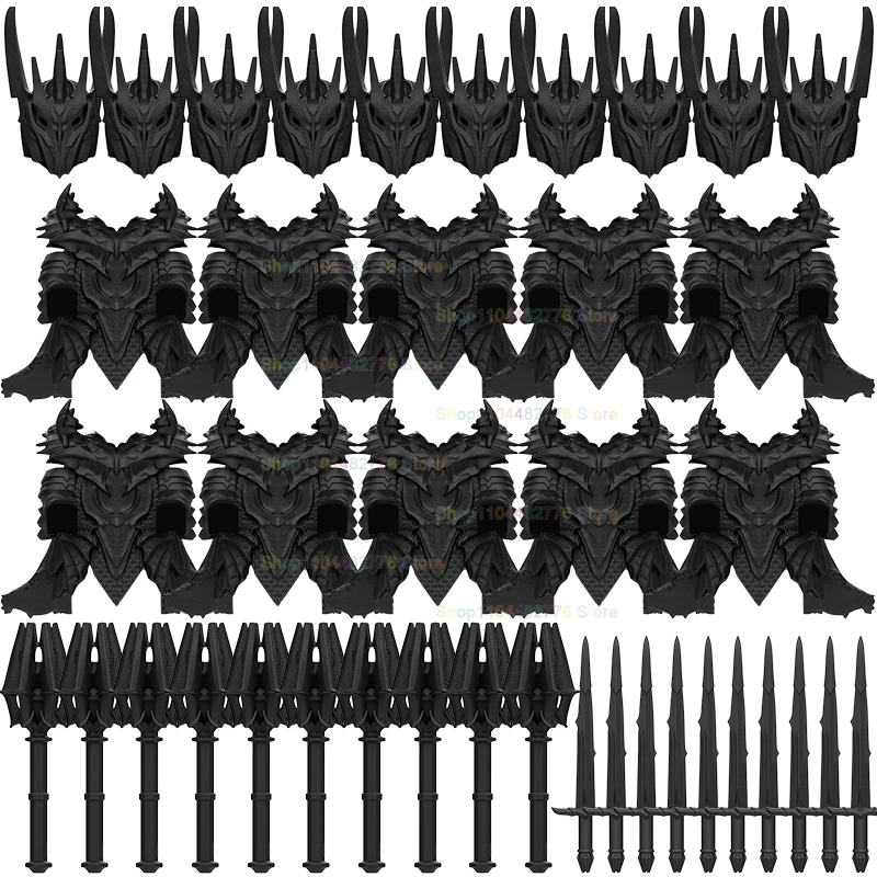 

MOC Heavily armed Warriors Action FIgures Black Armor Accessories Collection Bricks Scene Building Blocks Toys Christmas Gifts